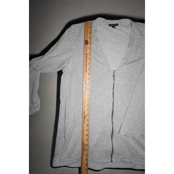 EILEEN FISHER Womens L Round-Neck Zip-Up Jacket in Metor (Gray) - Picture 6 of 12